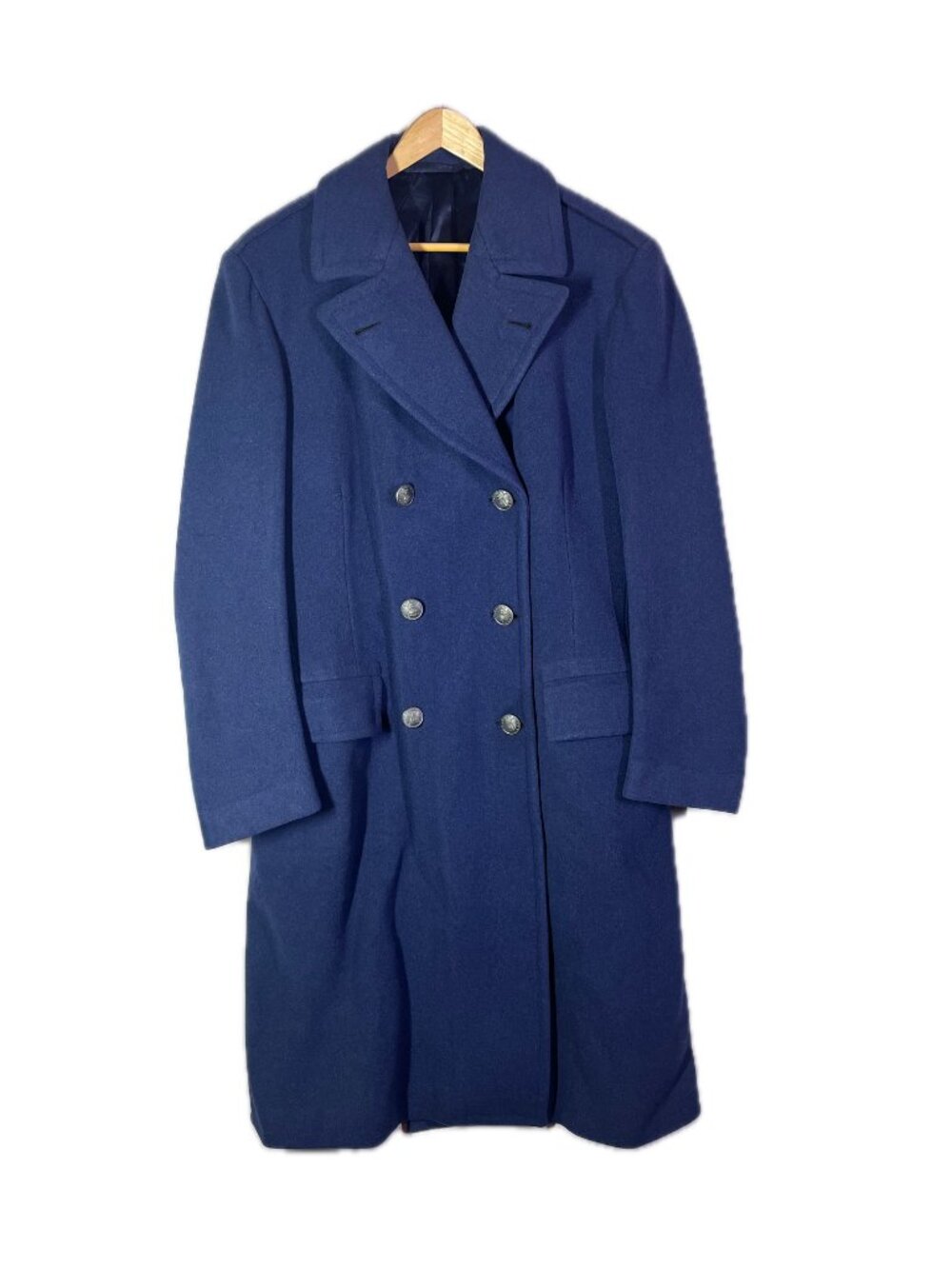 Vintage 1940s Luxenberg Civilian & Military Tailors New York Heavy Blue Overcoat